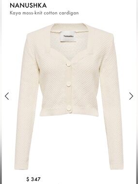 Nanushka Cream Moss-Knit Cropped Cardigan